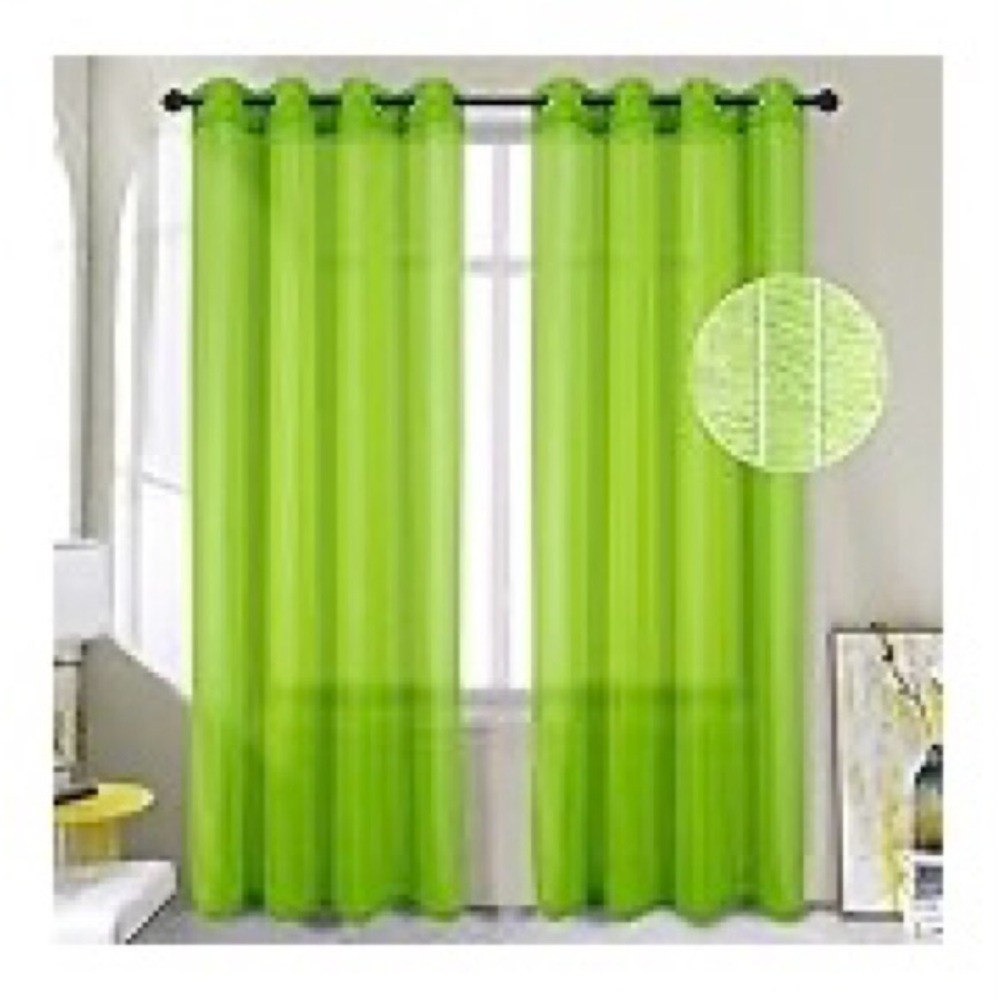 NWT Lime Green Sheer Grommet Long Curtains: 2 Panels 84” L x 52” W Each